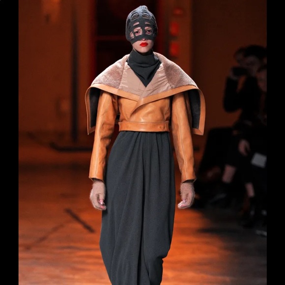 Rick Owens knit and leather bikers jacket blood 🩸 red 42/S - Picture 4 of 16